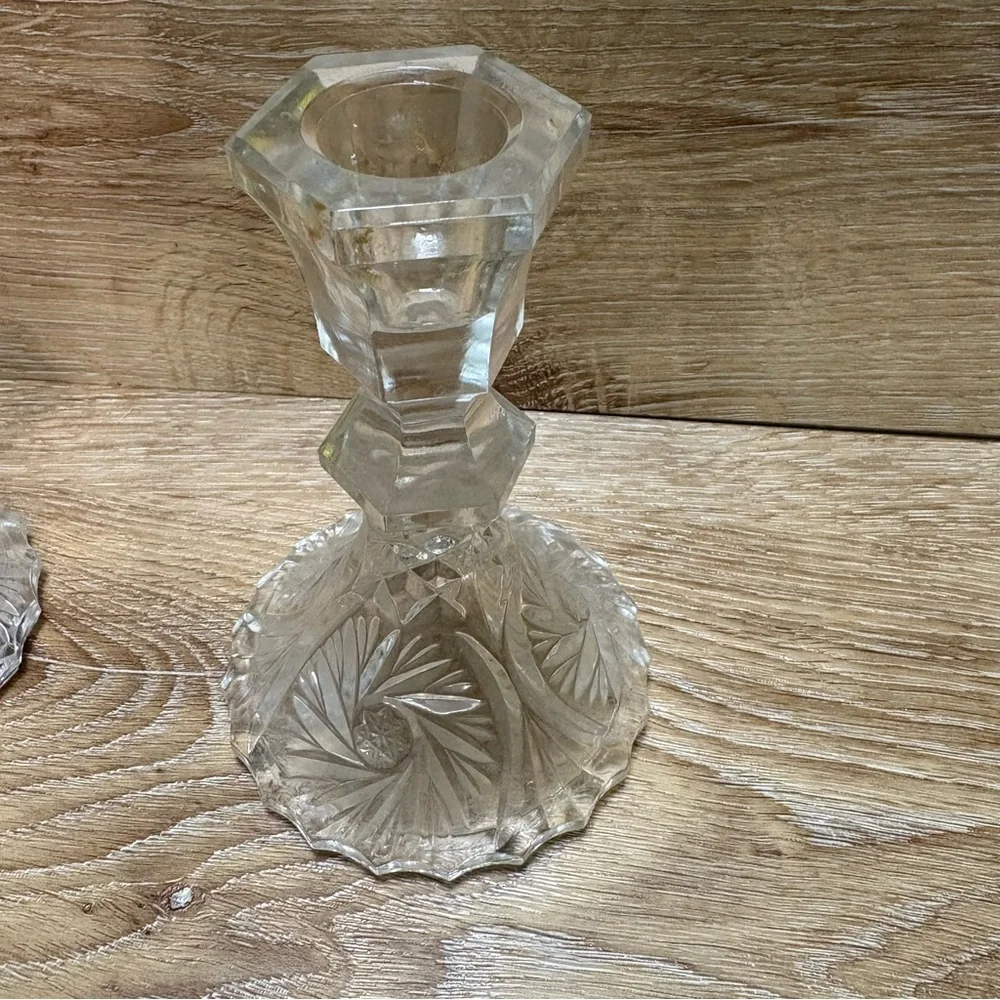 Vintage Anna Hutte Bleikristall Germany Crystal Candle Sticks Holders